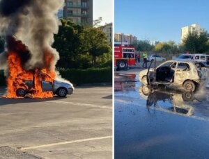 Muayeneden geçemeyen otomobilini ateşe verdi