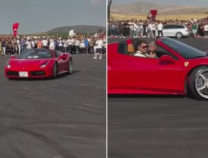 Sivas Belediye Başkanı Uzun, Ferrari’yle drift gösterisi yaptı