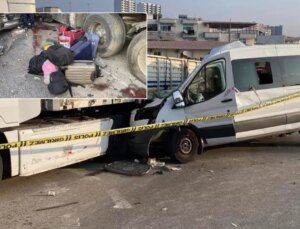 Yurt çocuklarını taşıyan minibüs, tırın altına girdi! Can pazarı