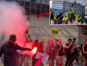 Fransa yanıyor! Sendika üyeleri ekonomi ve maliye bakanlığı binasını bastı