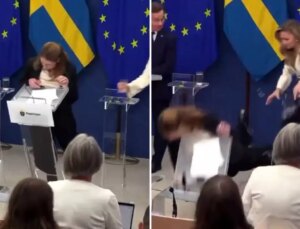 İsveç Sağlık Bakanı Elisabet Lann, basın toplantısı sırasında bayıldı