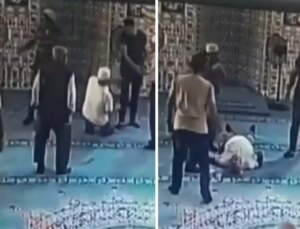 Namaz sonrası bir anda yere yığıldı! O anlar kameralarda
