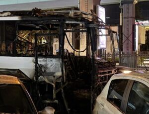 Şişli’de tur otobüsü alev alev yandı