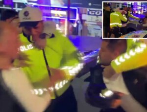 Alkollü sürücü kimlik isteyen şube müdürüne tekme attı