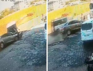 Bebeğiyle birlikte kazanın ortasında kaldı, son anda kurtuldu