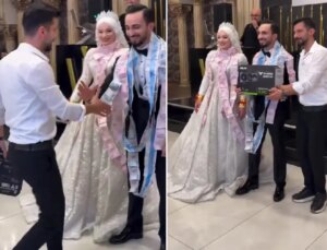 Düğünde damada ekran kartı takıldı