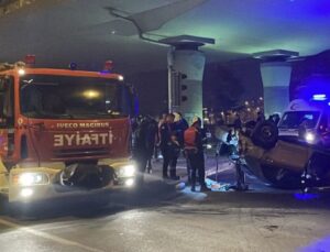 Polisin “dur” ihtarına uymayan araç devrildi: 2 yaralı