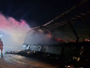 Seyir halindeki TIR’da yangın çıktı