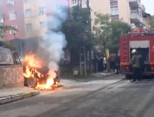 Yer altı elektrik kabloları patladı, otomobil alev topuna döndü