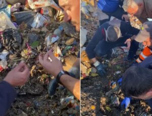 Yolda kaybettiği 10 yıllık birikimini 40 ton çöpün içinde buldular