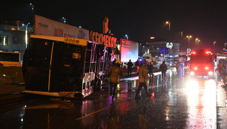 Çekmeköy’de İETT’ye bağlı özel halk otobüsü devrildi