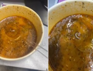 Çorbanın içinden çıkanlar mide bulandırdı