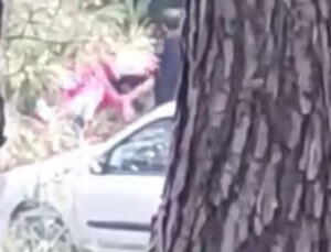 Ormanlık alanda kadına darp kamerada!