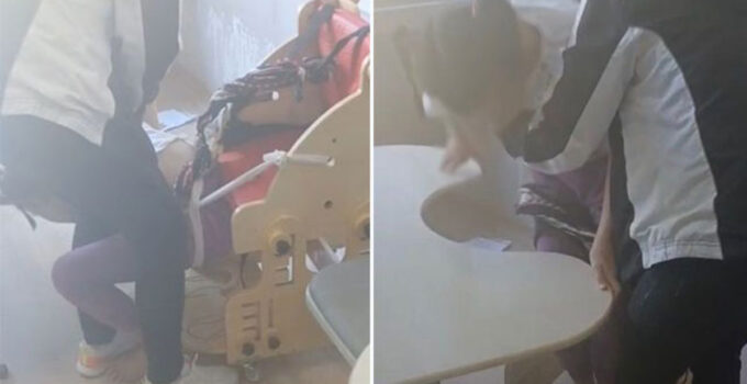 Otizmli çocukları derste iple bağladılar!