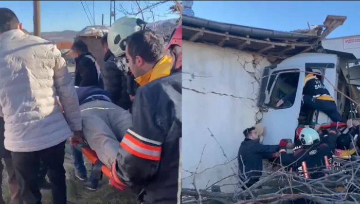 Battalgazi’de Freni Patlayan Kamyon Eve Dalıp Sürücüyü Yaraladı