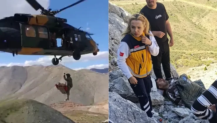 Adıyaman Dağlık Bölgesinde Yaralanan Vatandaş İçin Malatya’dan Helikopter Destekli Kurtarma Operasyonu